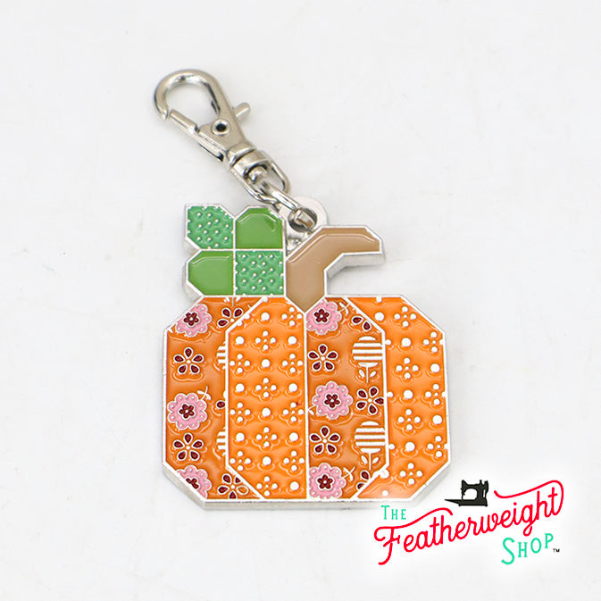 Keyring & Keychain Enamel Charm, PUMPKIN by Lori Holt