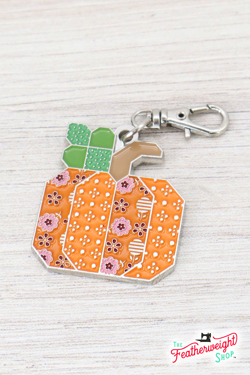 Keyring & Keychain Enamel Charm, PUMPKIN by Lori Holt