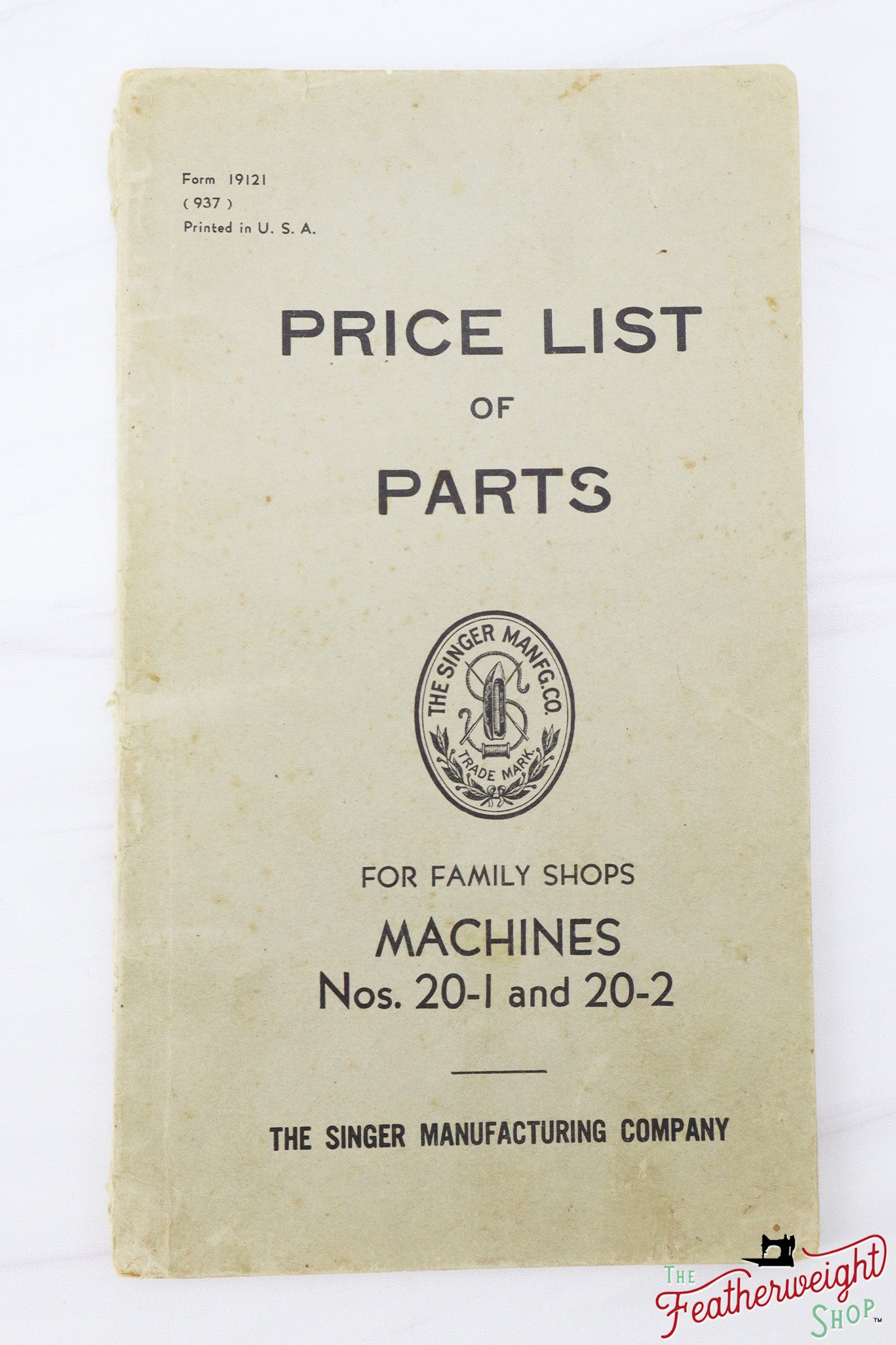 List of Parts Book, Singer 20, Sewhandy (Vintage Original) - RARE