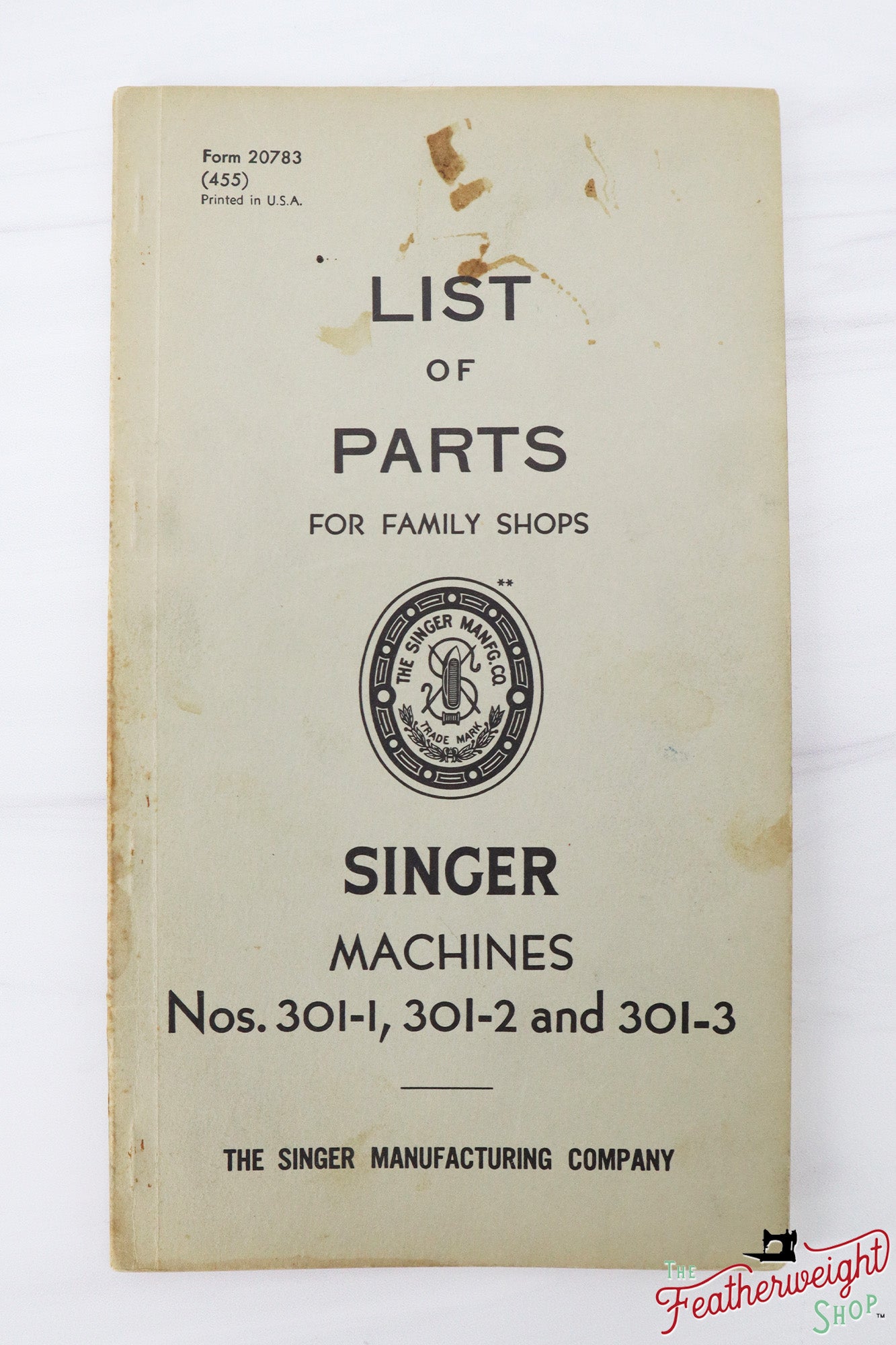 List of Parts Book, Singer 301, 1955 (Vintage Original) - RARE