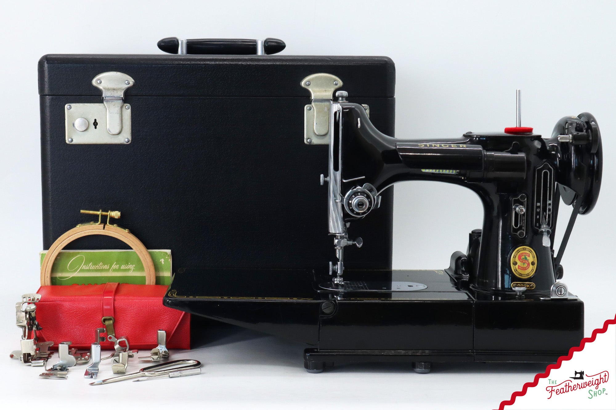 Singer Featherweight 222K Sewing Machine, Red 'S' - EP76001* - 1959