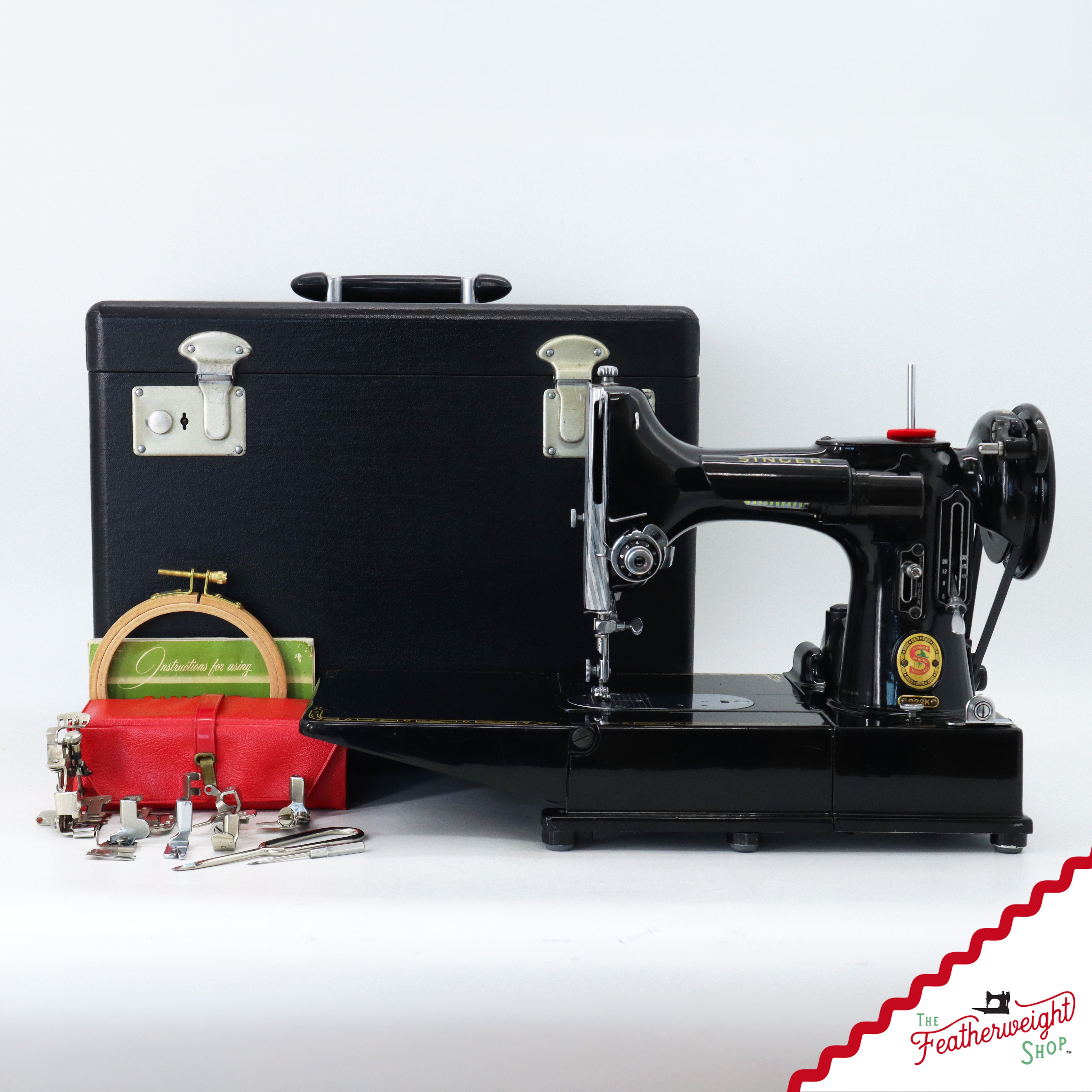 Singer Featherweight 222K Sewing Machine, Red 'S' - EP76001* - 1959