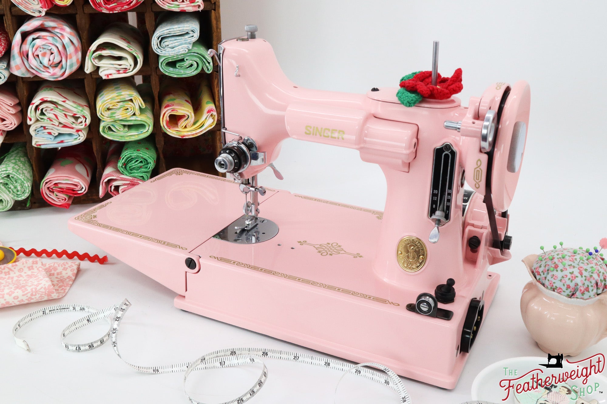 Singer Featherweight 221, AJ370*** - Fully Restored in Rosy Posy Pink