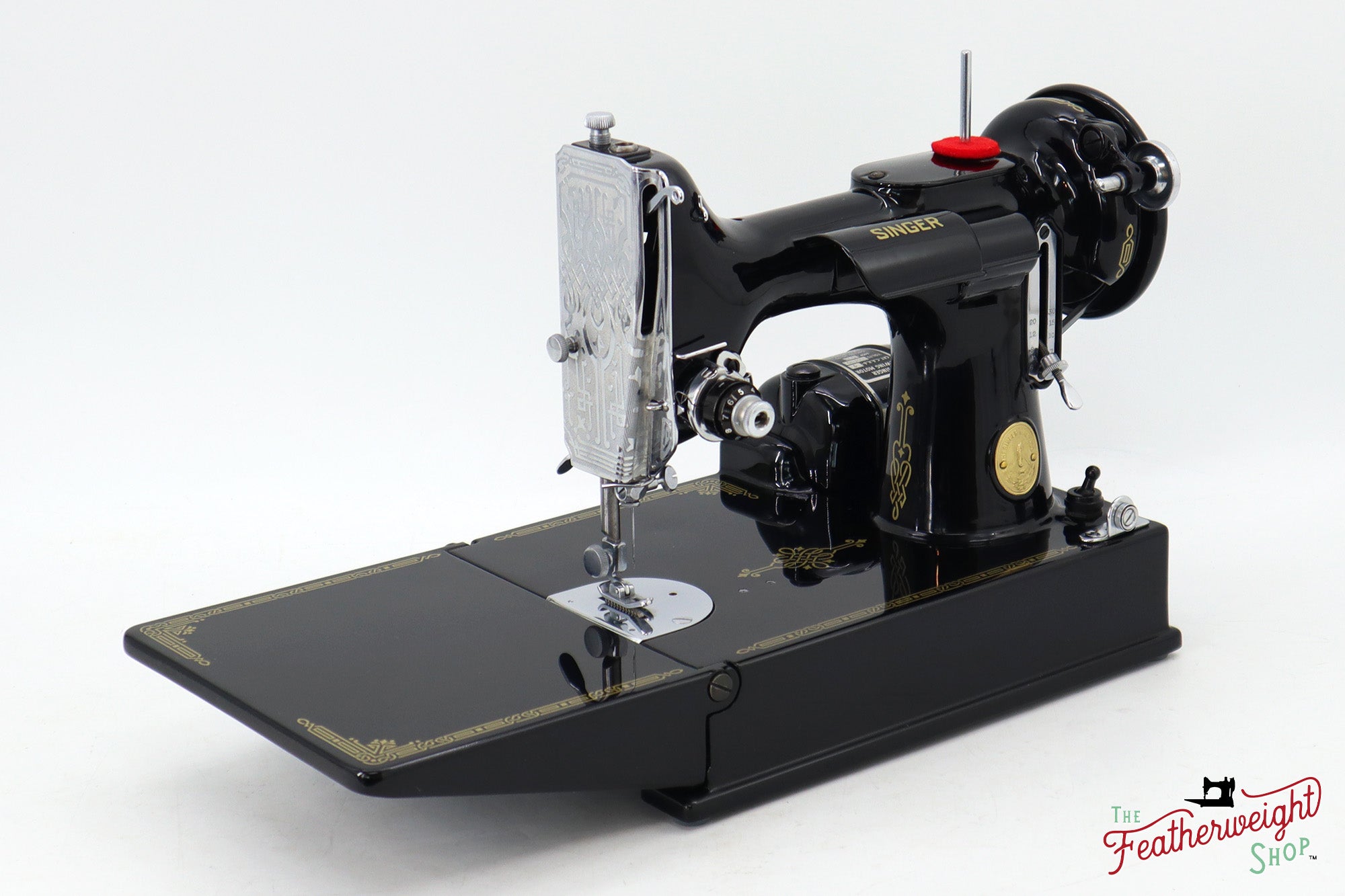 Singer Featherweight 221K Sewing Machine EG077***, RARE Great Britain Decal - Fully Restored in Gloss Black