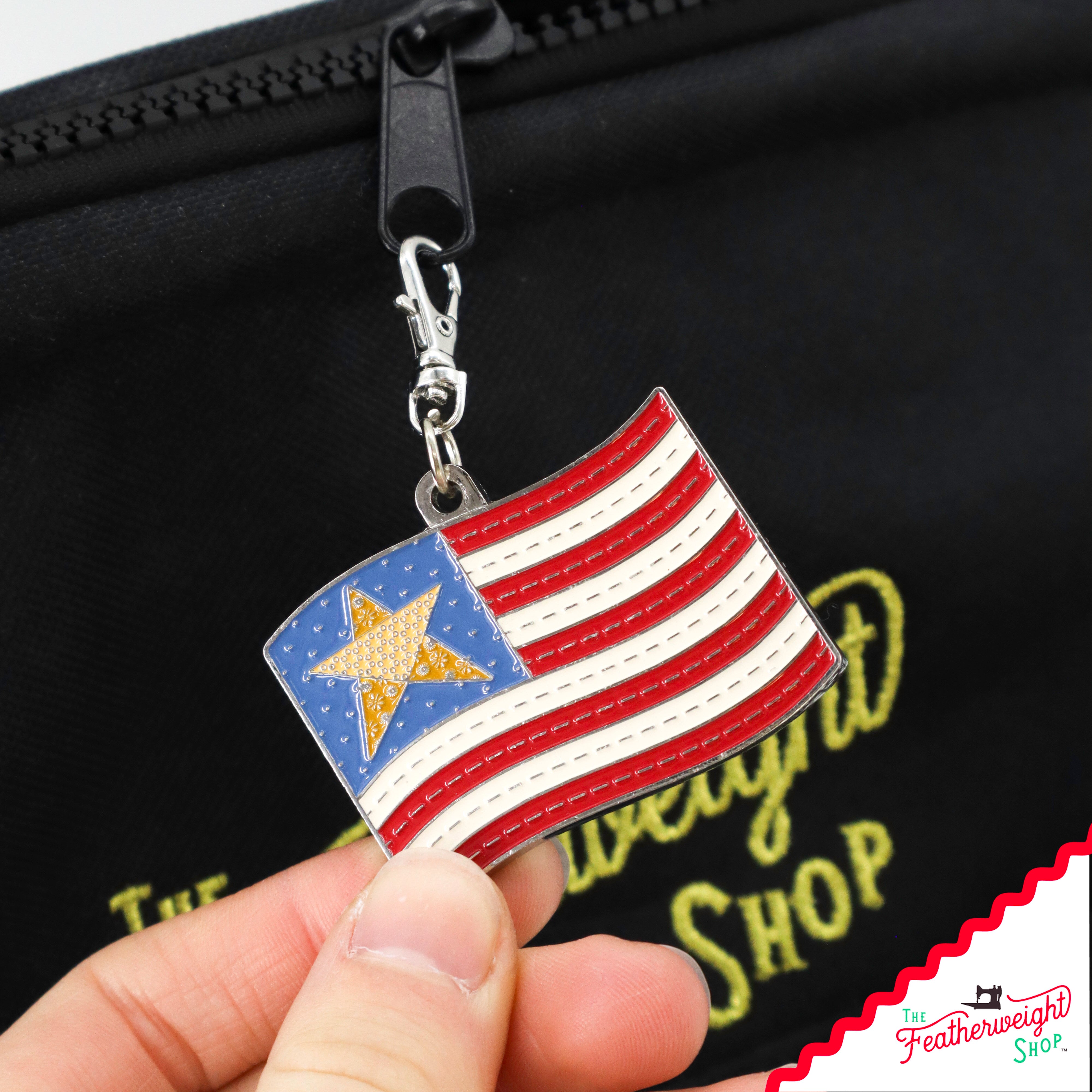 Keyring & Keychain Enamel Happy Charm, Flag by Lori Holt