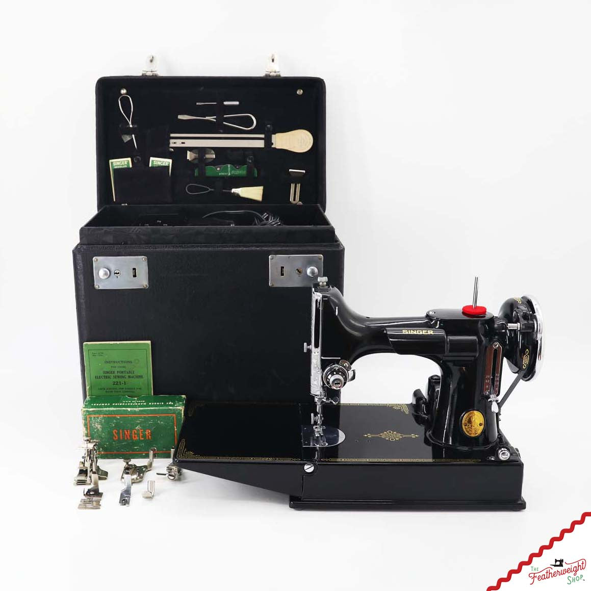 Singer Featherweight 221 Sewing Machine, AF374*** - Corduroy Insert - RARE