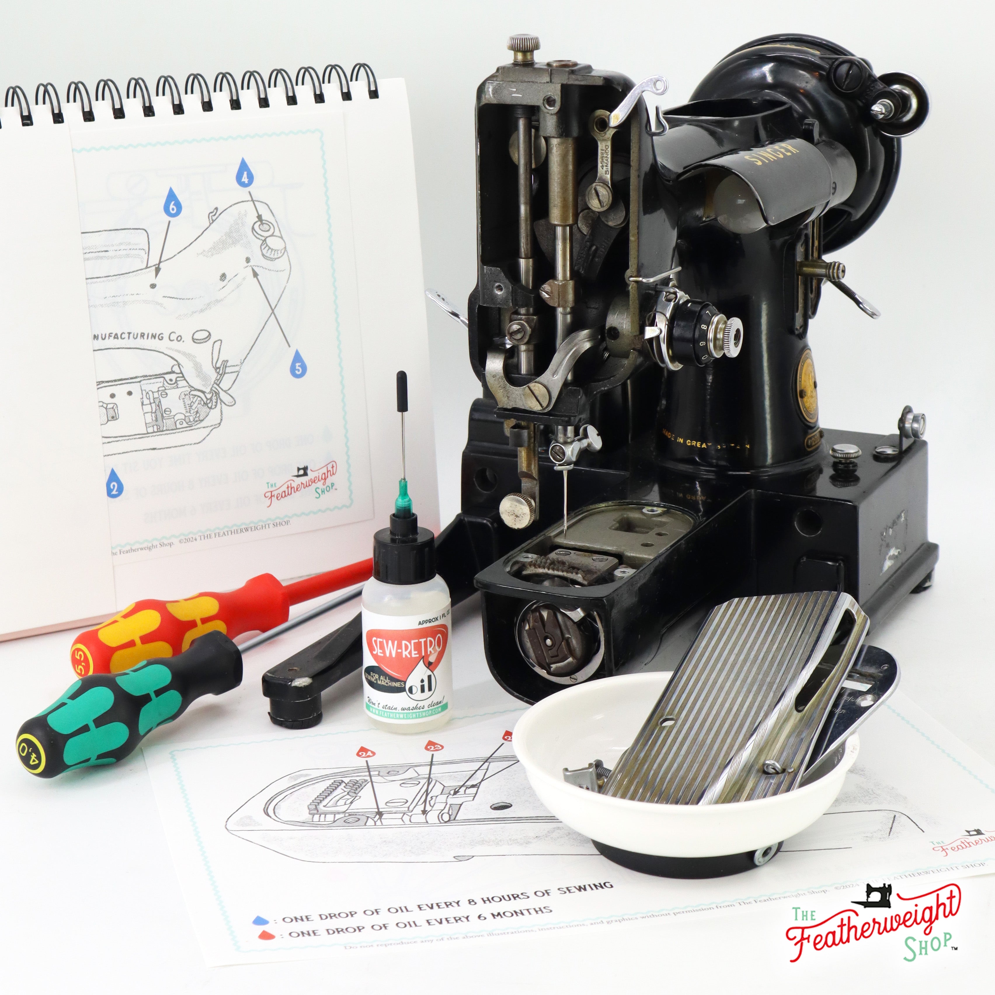 Oiling Chart Diagram, 222K FREE-Arm Singer Featherweight