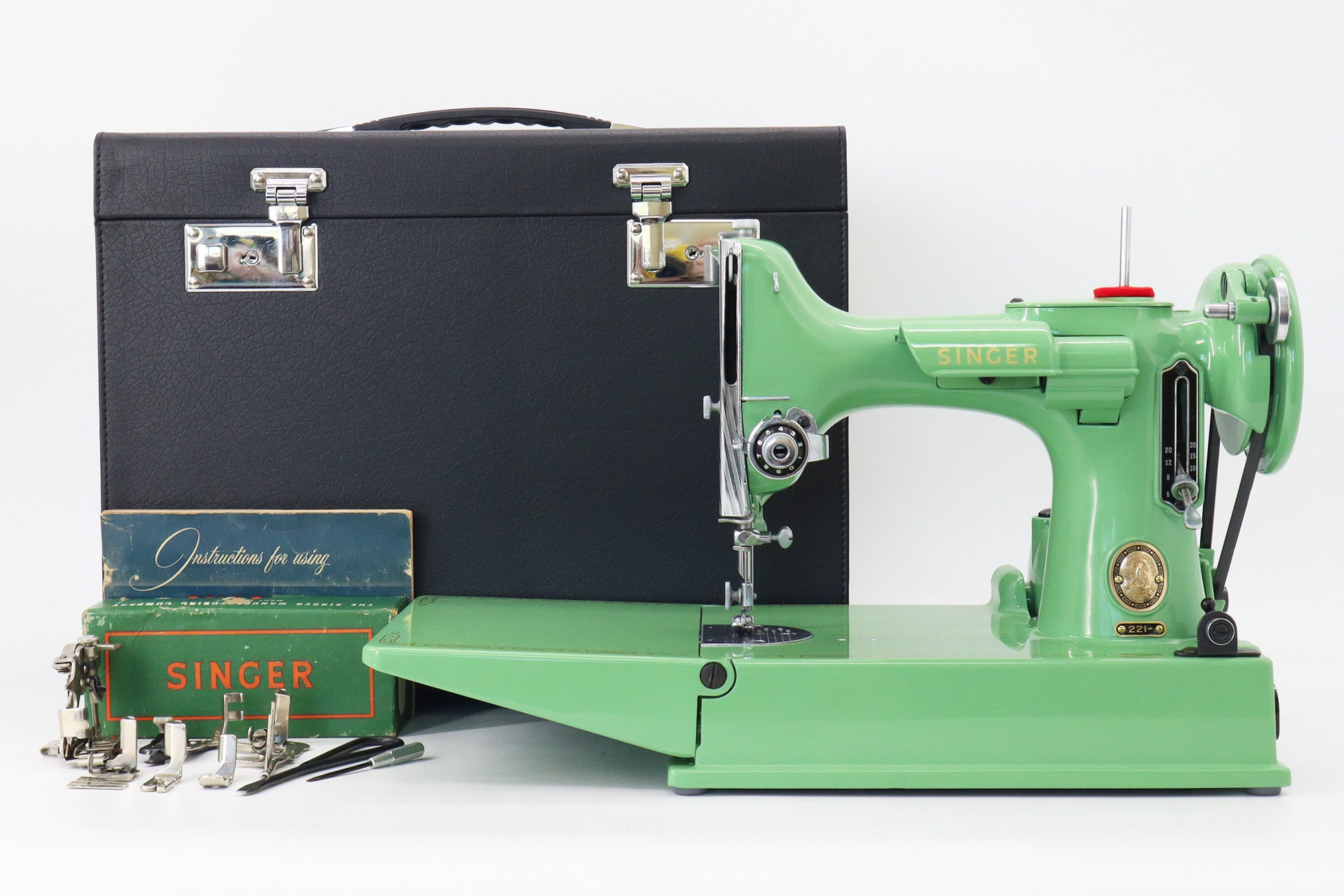 Singer Featherweight 221, AL934*** - Fully Restored in Jadeite Milky Green