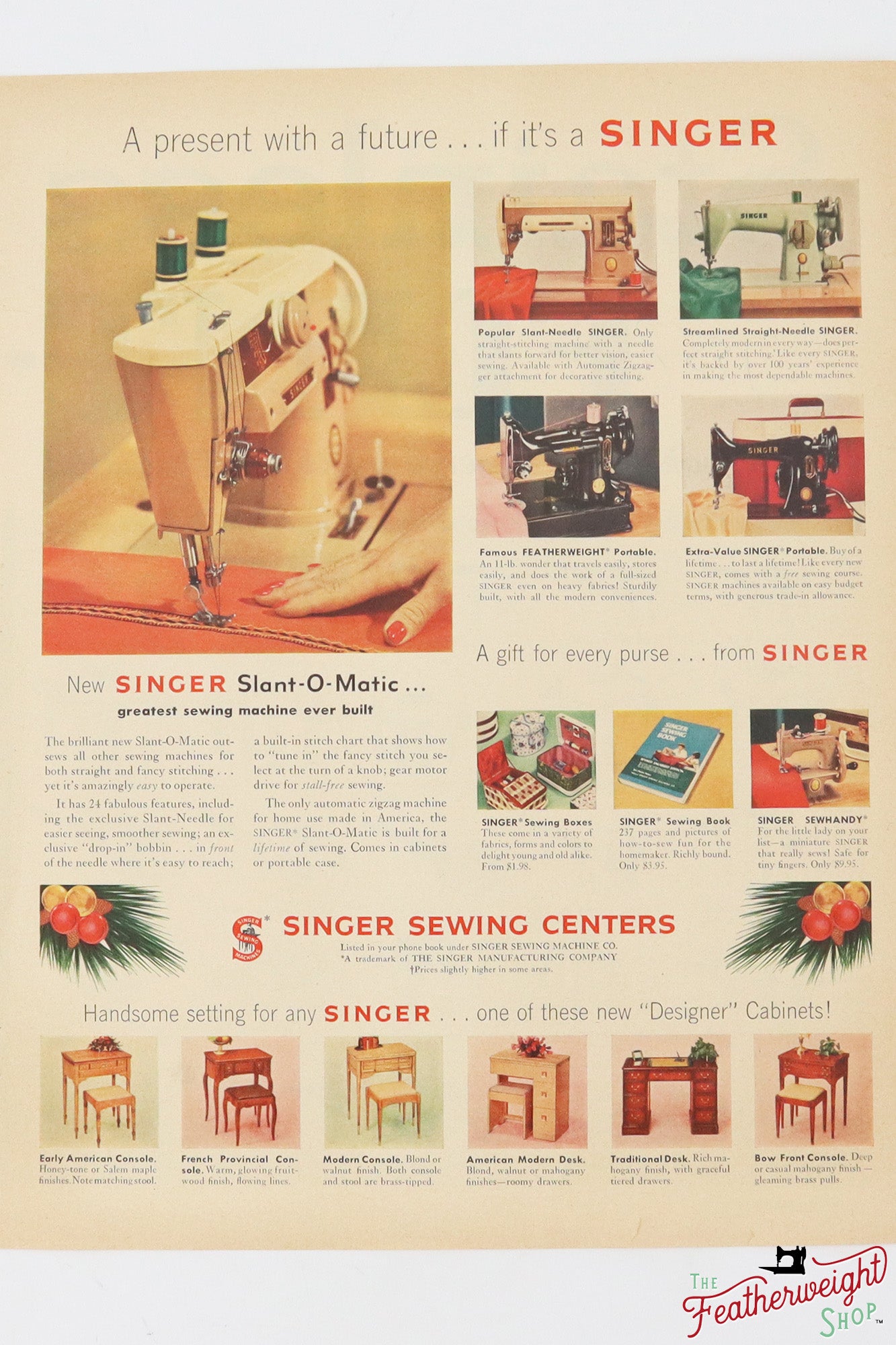 Advertisement, Rare Featuring the Singer Featherweight  - (Vintage Original)