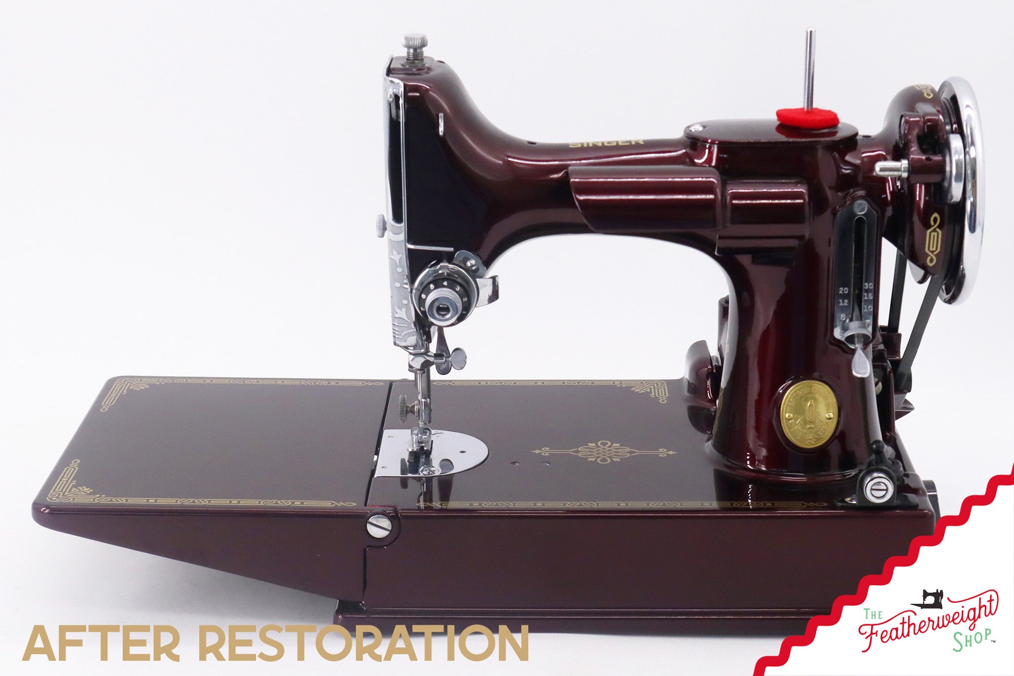 Singer Featherweight Top Decal 221 Fully Restored in Brandywine, AF383924 - SCARCE