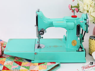 Load image into Gallery viewer, Singer Featherweight 221, AF08193* - Fully Restored in Caribbean Sea Green