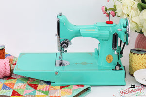 Singer Featherweight 221, AF08193* - Fully Restored in Caribbean Sea Green