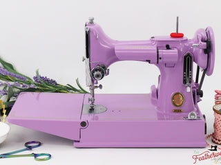Load image into Gallery viewer, Singer Featherweight 221K, Red &#39;S&#39;, ES2430** - Fully Restored in Lilac
