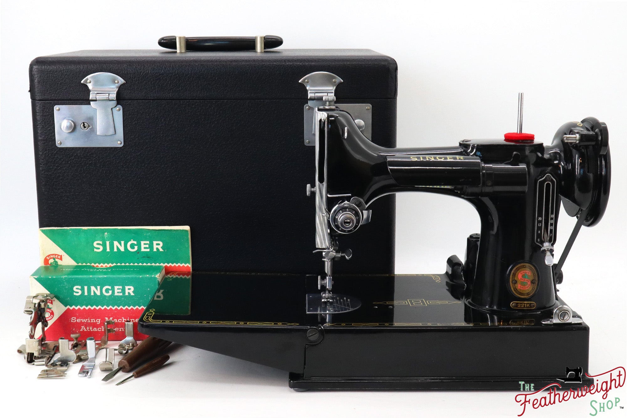 Singer Featherweight 221K Sewing Machine, RED "S" - ES174***