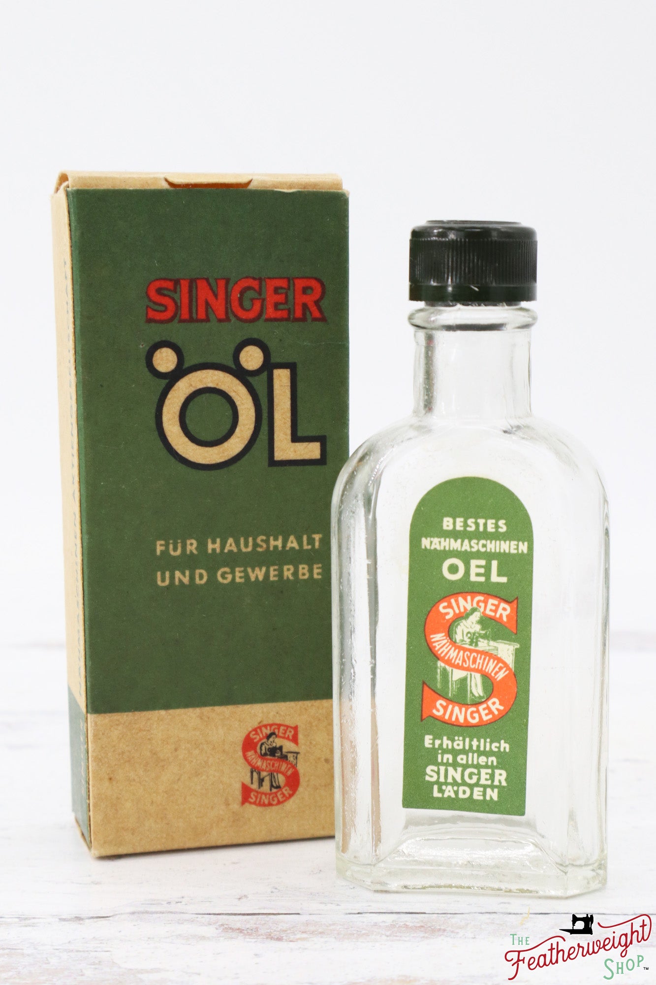 Oil Bottle - Glass, RARE German w/Original Box, Singer (Vintage Original)