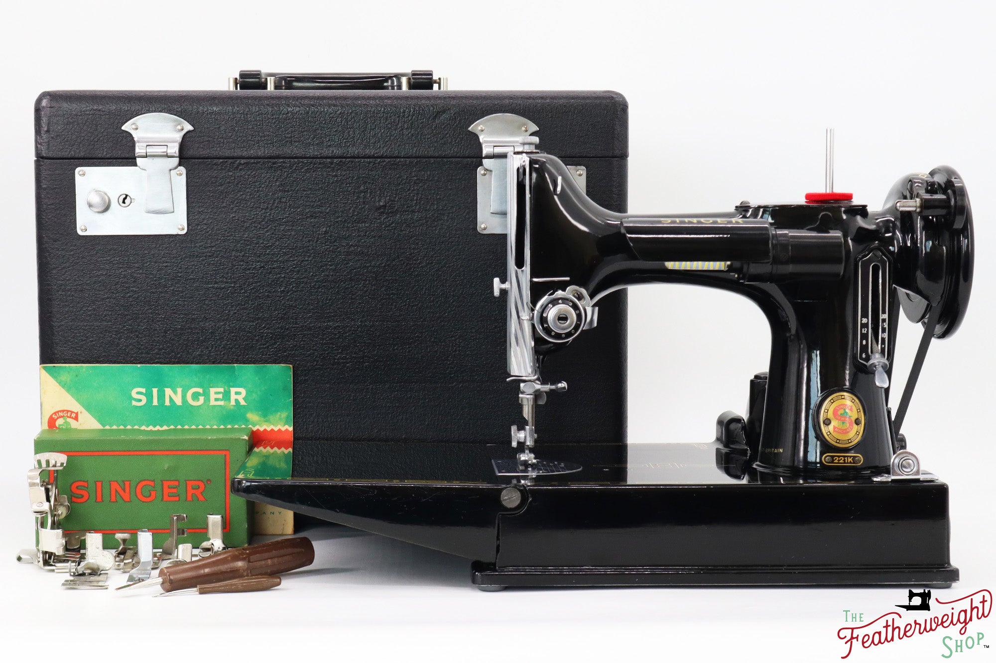 Singer Featherweight 221K Sewing Machine, RED "S" - ES175***