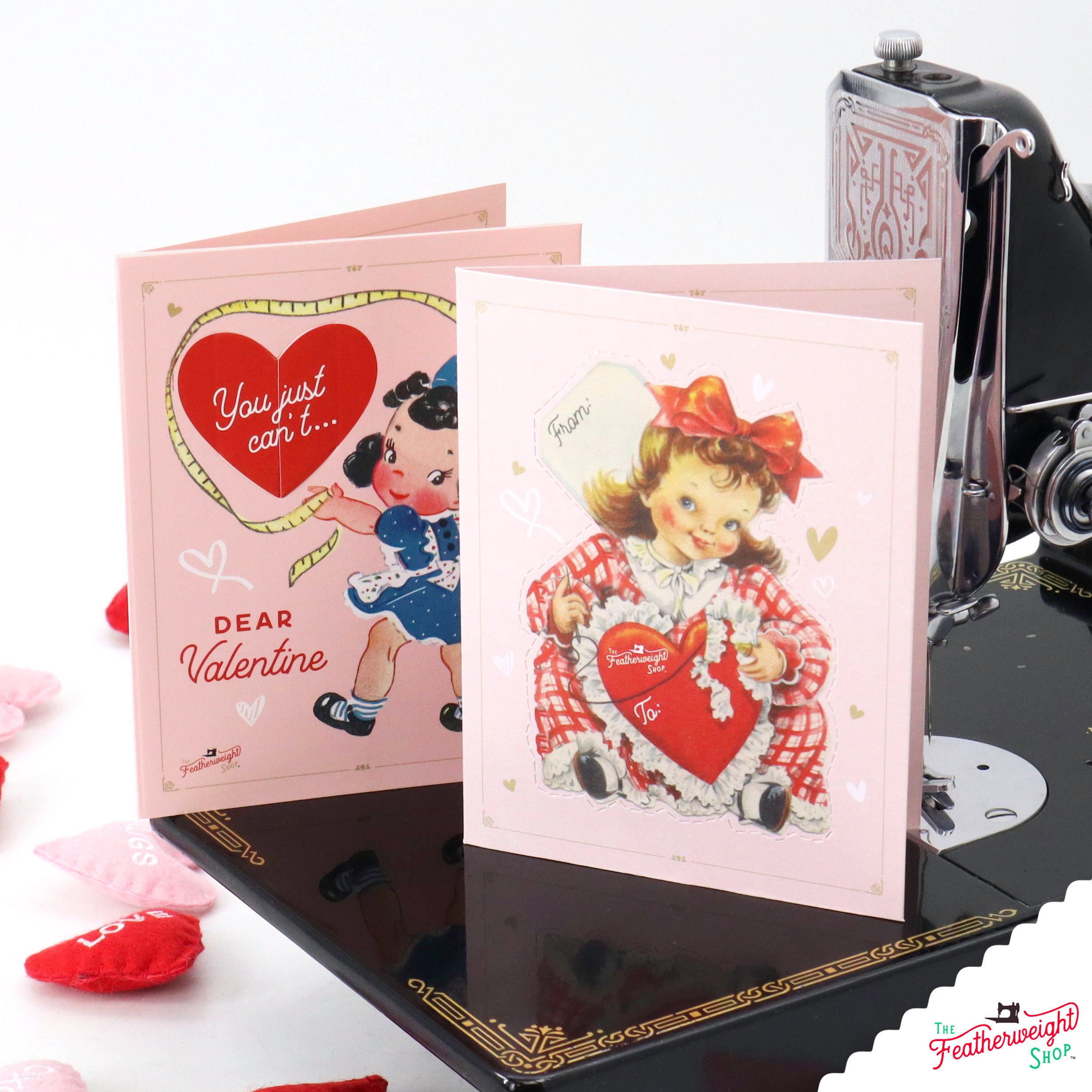 Valentine's Day Cards, Old-Fashioned Sewing (Set of 4)