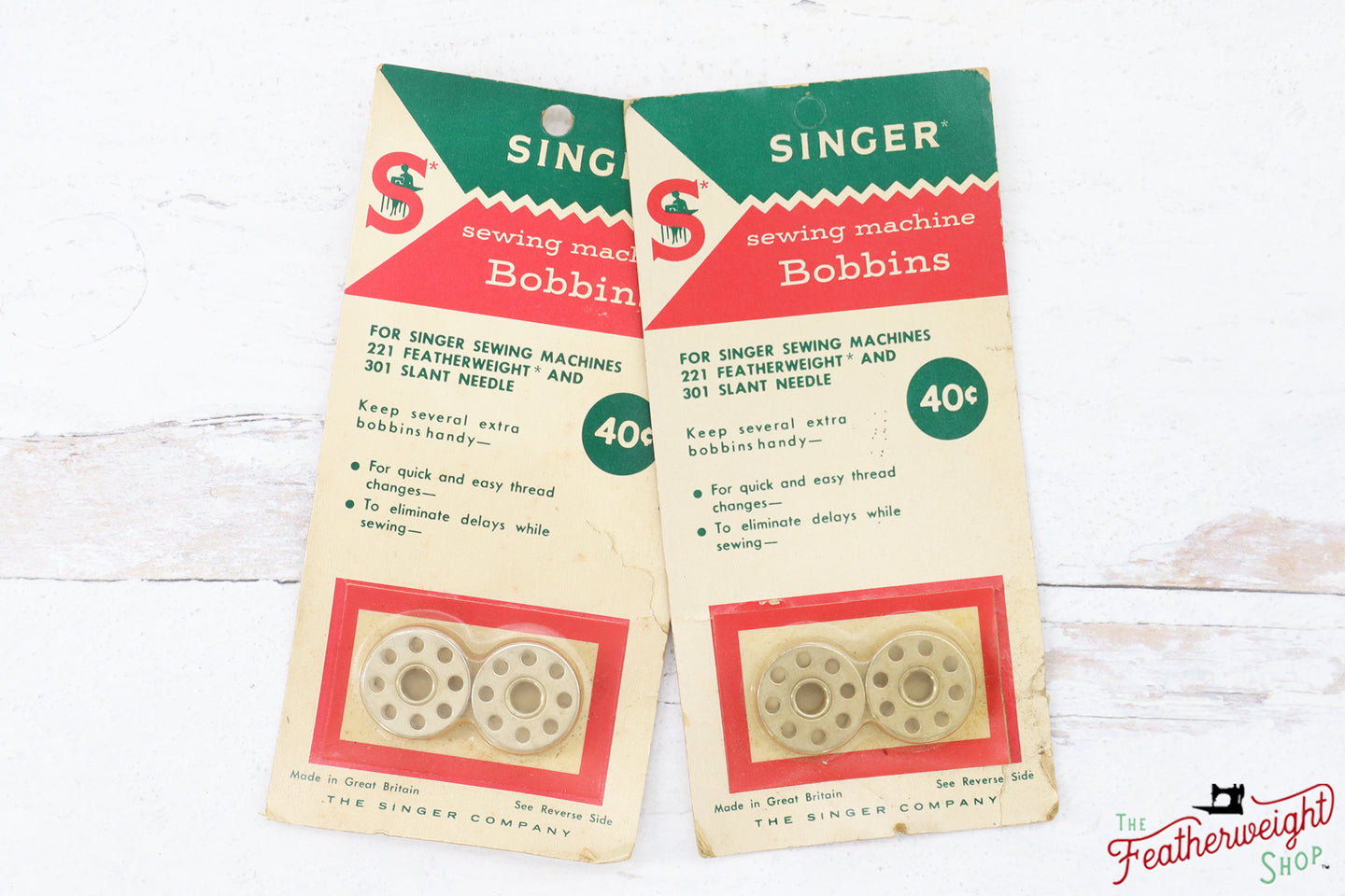 Bobbins, Featherweight Set of 2 in Original Packaging, (Vintage Singer) - RARE