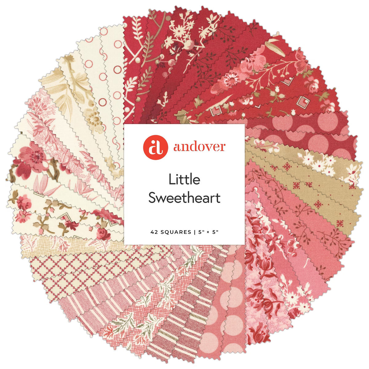 Fabric, Little Sweetheart by Laundry Basket Quilts - 5" Squares