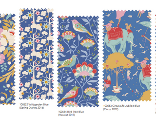Load image into Gallery viewer, Fabric, Jubilee by Tilda - FAT QUARTER BUNDLE (BLUE, 5 Prints)