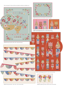 Fabric, Jubilee by Tilda - FAT QUARTER BUNDLE (RED, 5 Prints)