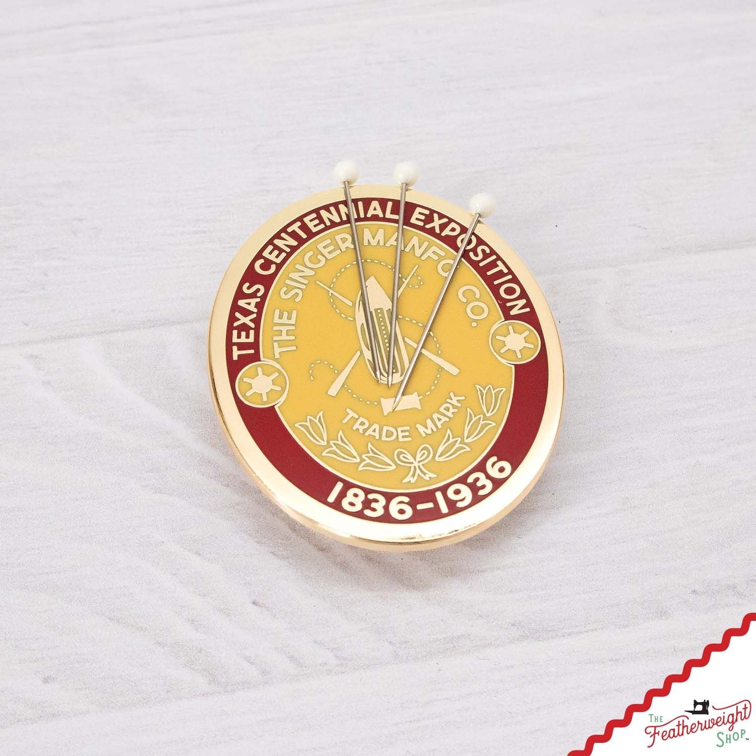 Needle Minder, PIN PAL - TEXAS Featherweight Badge - Centennial 1836 - 1936