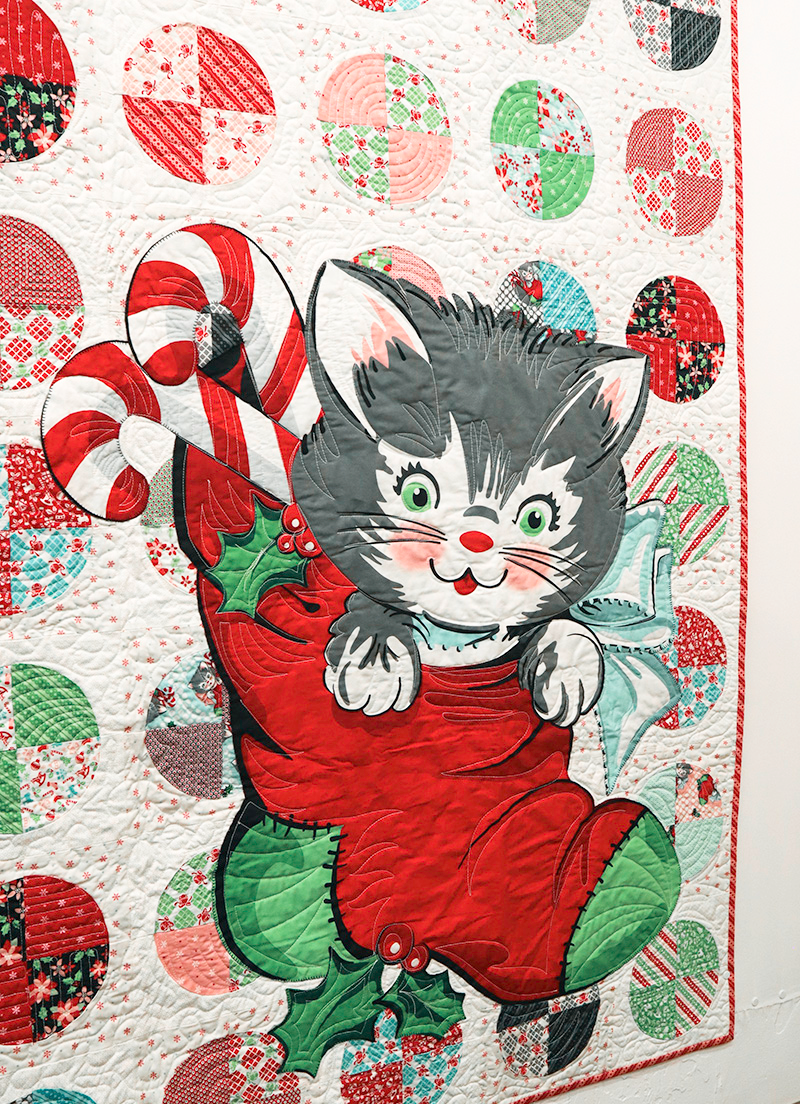 Quilt Kit, Kitty Christmas Boxed Set of Fabric + Pattern & Templates