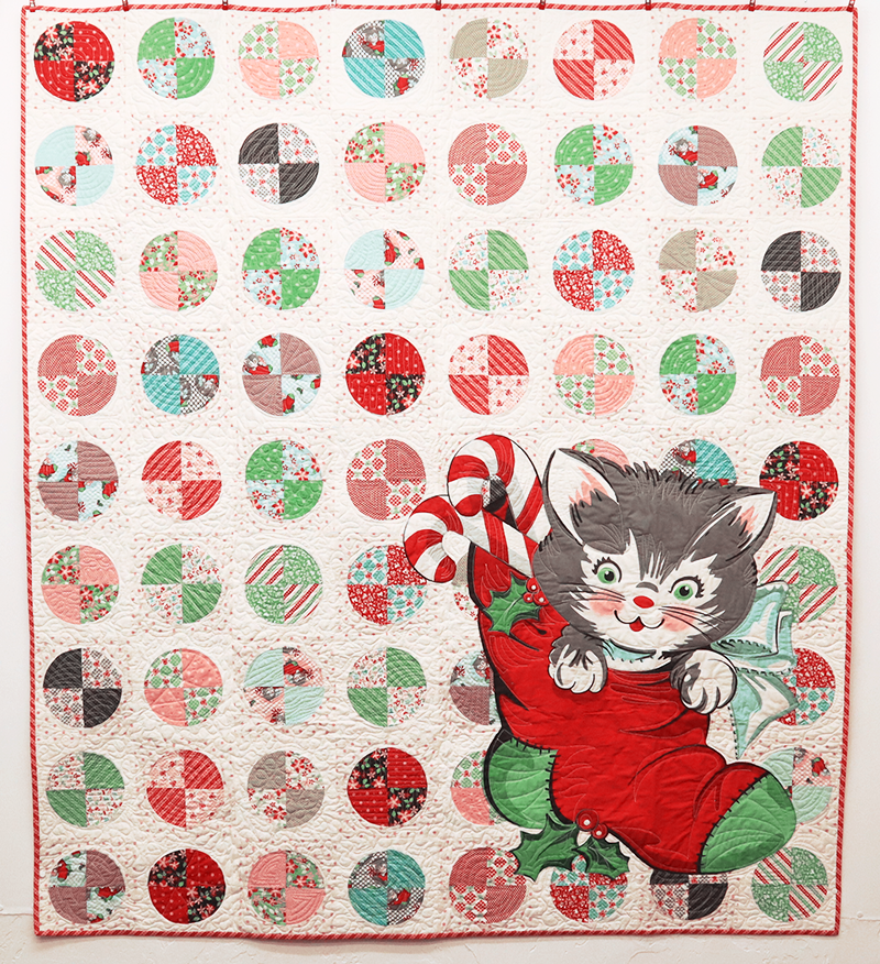 Quilt Kit, Kitty Christmas Boxed Set of Fabric + Pattern & Templates