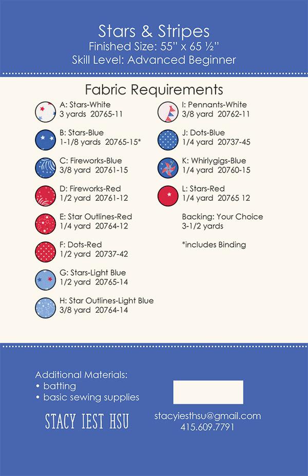 Fabric Requirements for Stars & Stripes Quilt Pattern