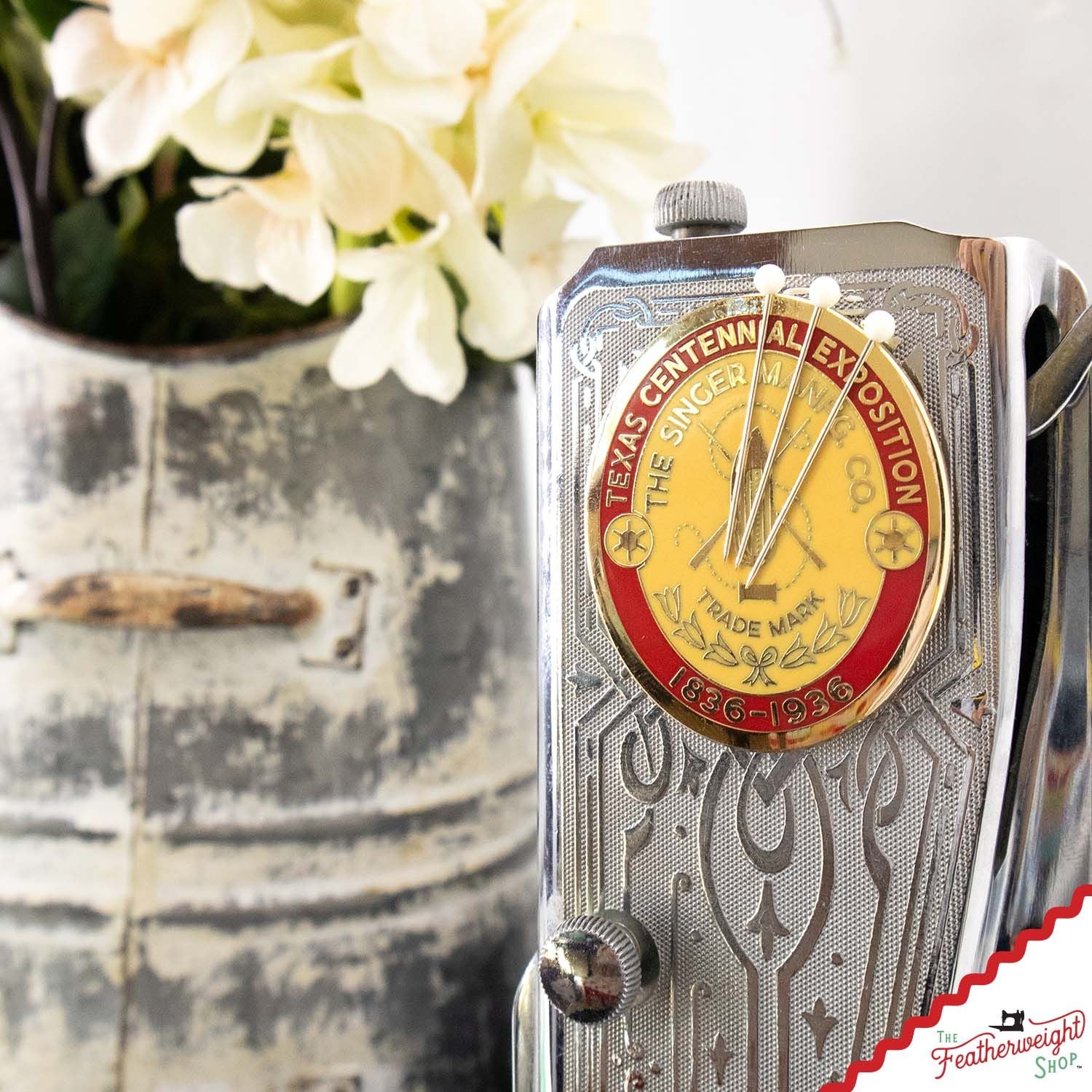 Needle Minder, PIN PAL - TEXAS Featherweight Badge - Centennial 1836 - 1936