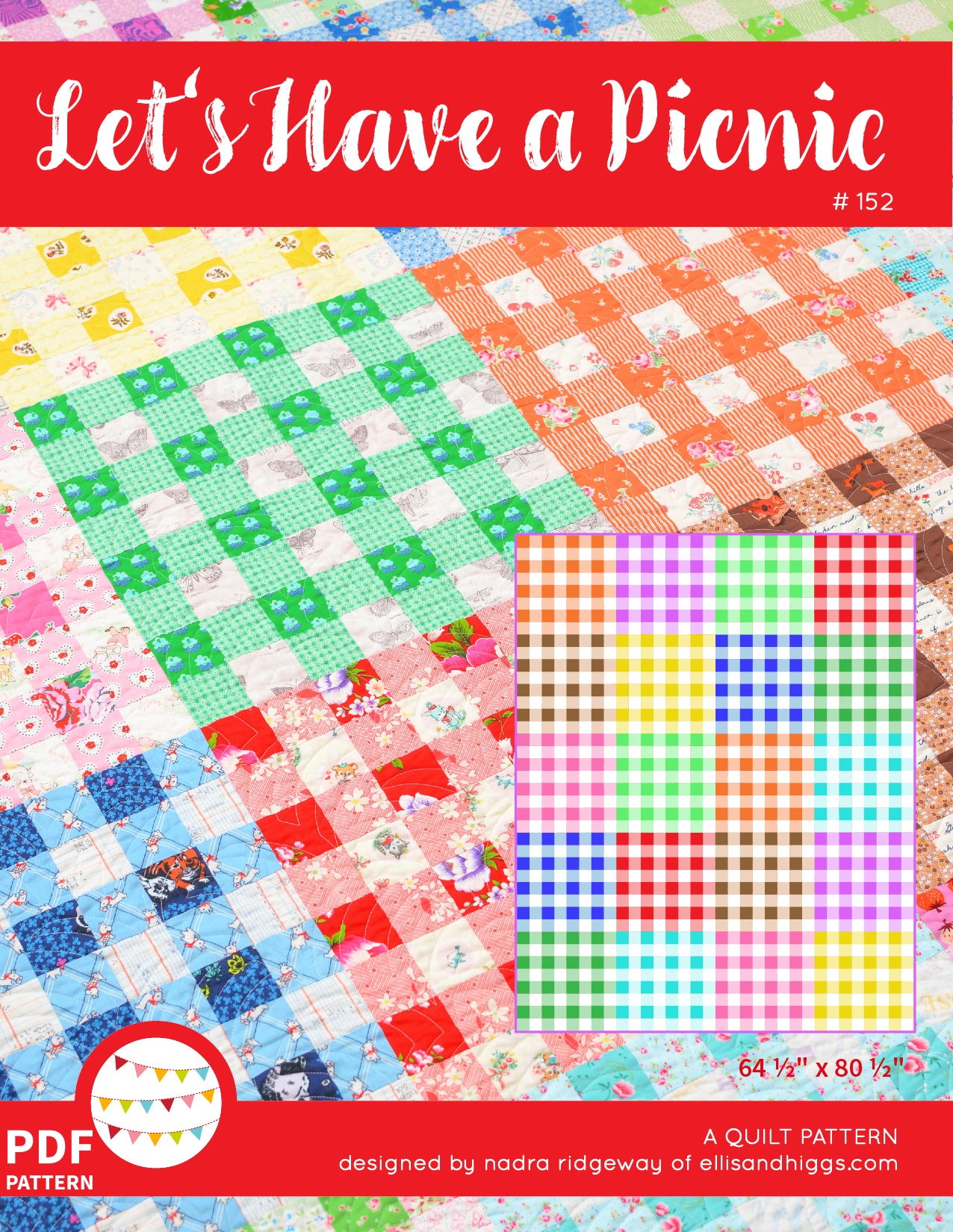 Pattern, Let's Have A Picnic Quilt by Ellis & Higgs (digital download)