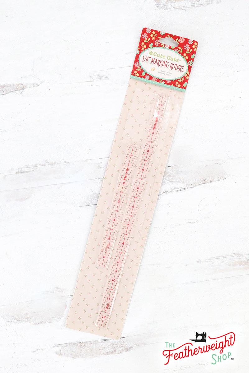 Cutting Ruler PAIR, 1/4" Quarter Inch Marking Rulers Cute Cuts by Lori Holt