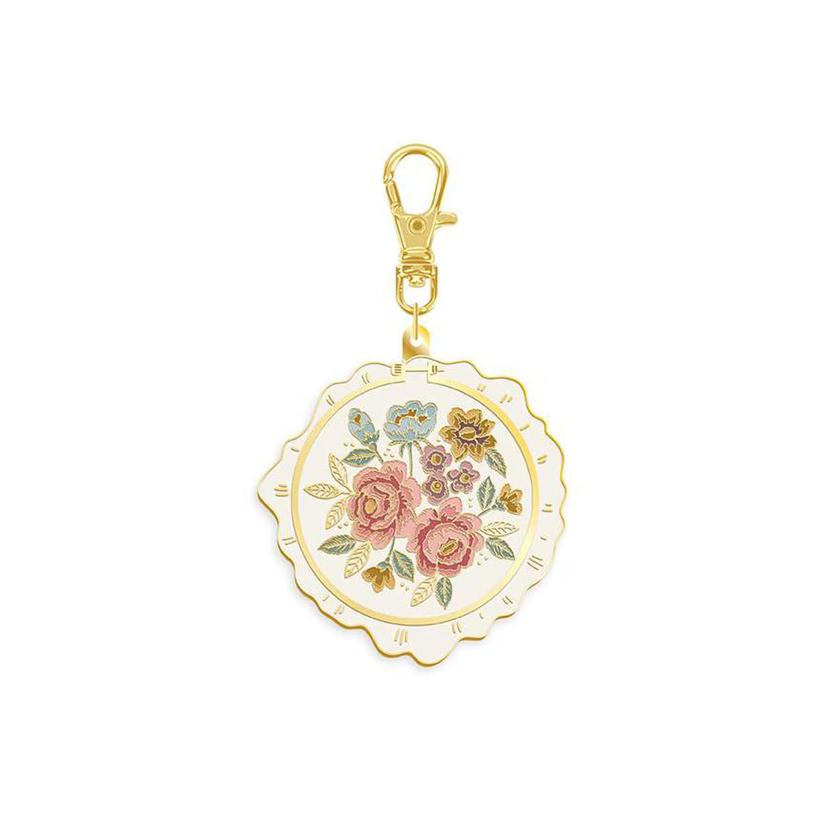 Keyring & Keychain Enamel Charm, Jane Austen Embroidery Hoop