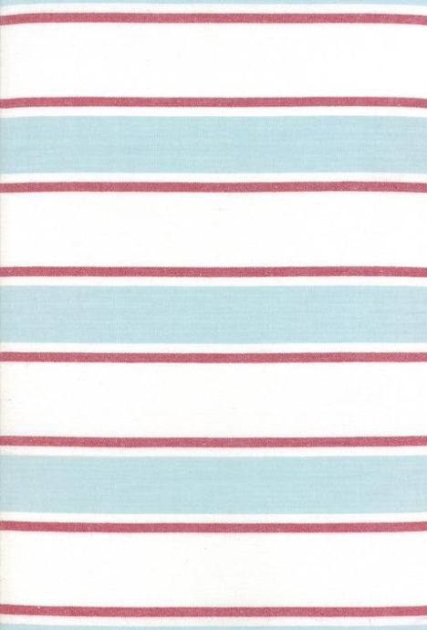 Fabric, 16-Inch Toweling by MODA - RED, WHITE & SEAGLASS STRIPE (by the yard)