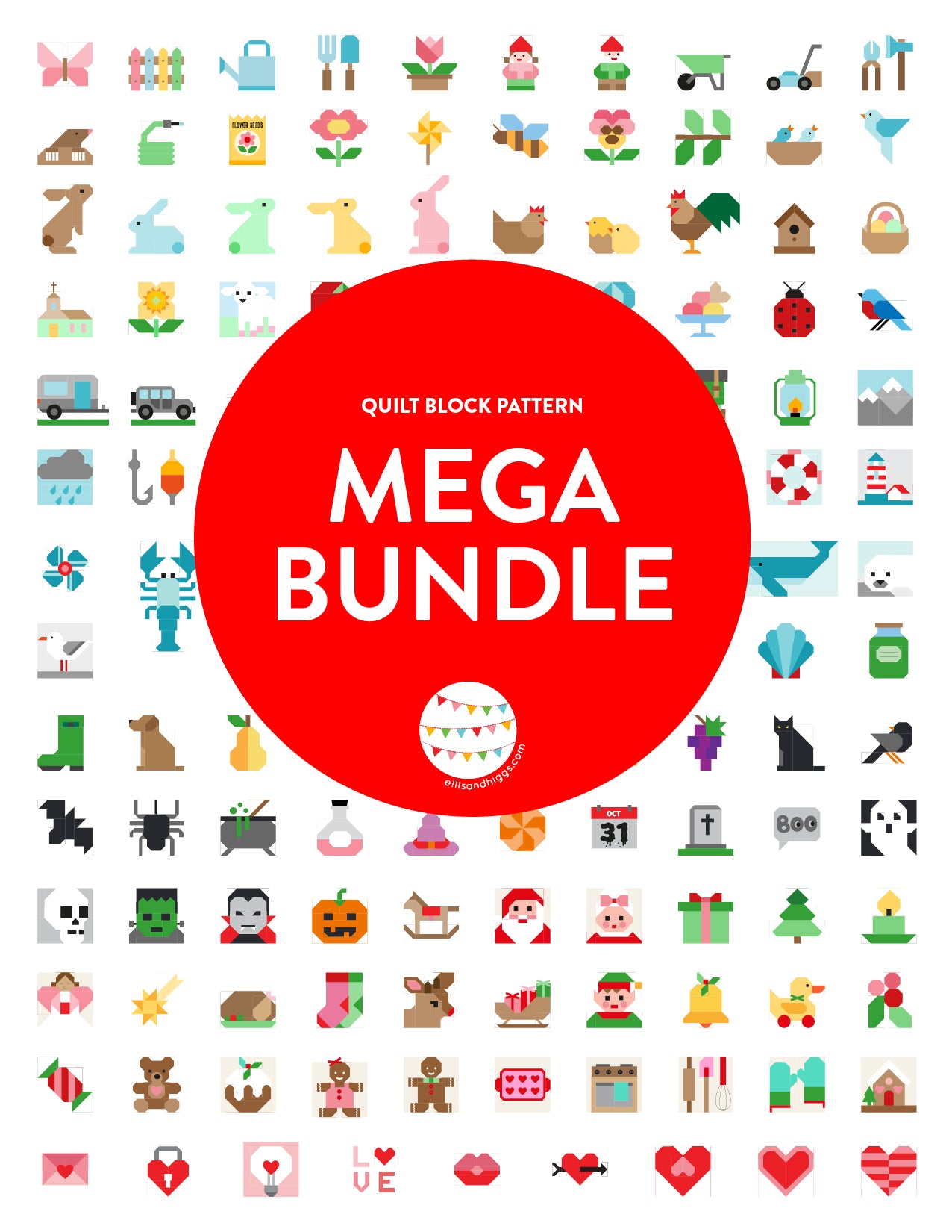 Pattern SET, Mega Bundle Quilt Blocks by Ellis & Higgs (digital download)