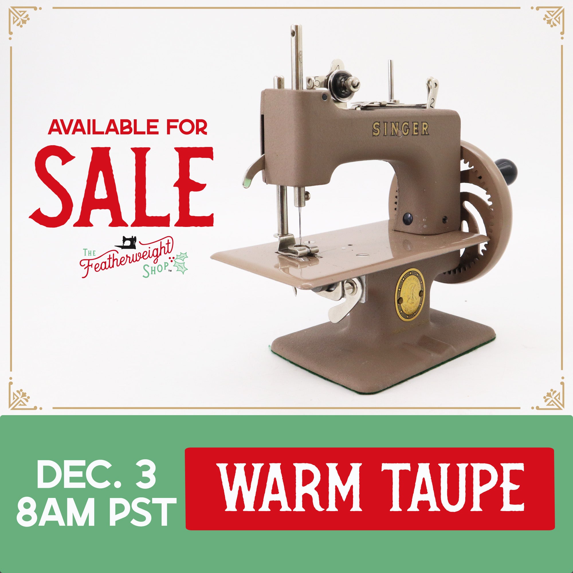 Singer Sewhandy Model 20, Warm Taupe - Made in U.S.A. Decal - Holiday Faire 2025
