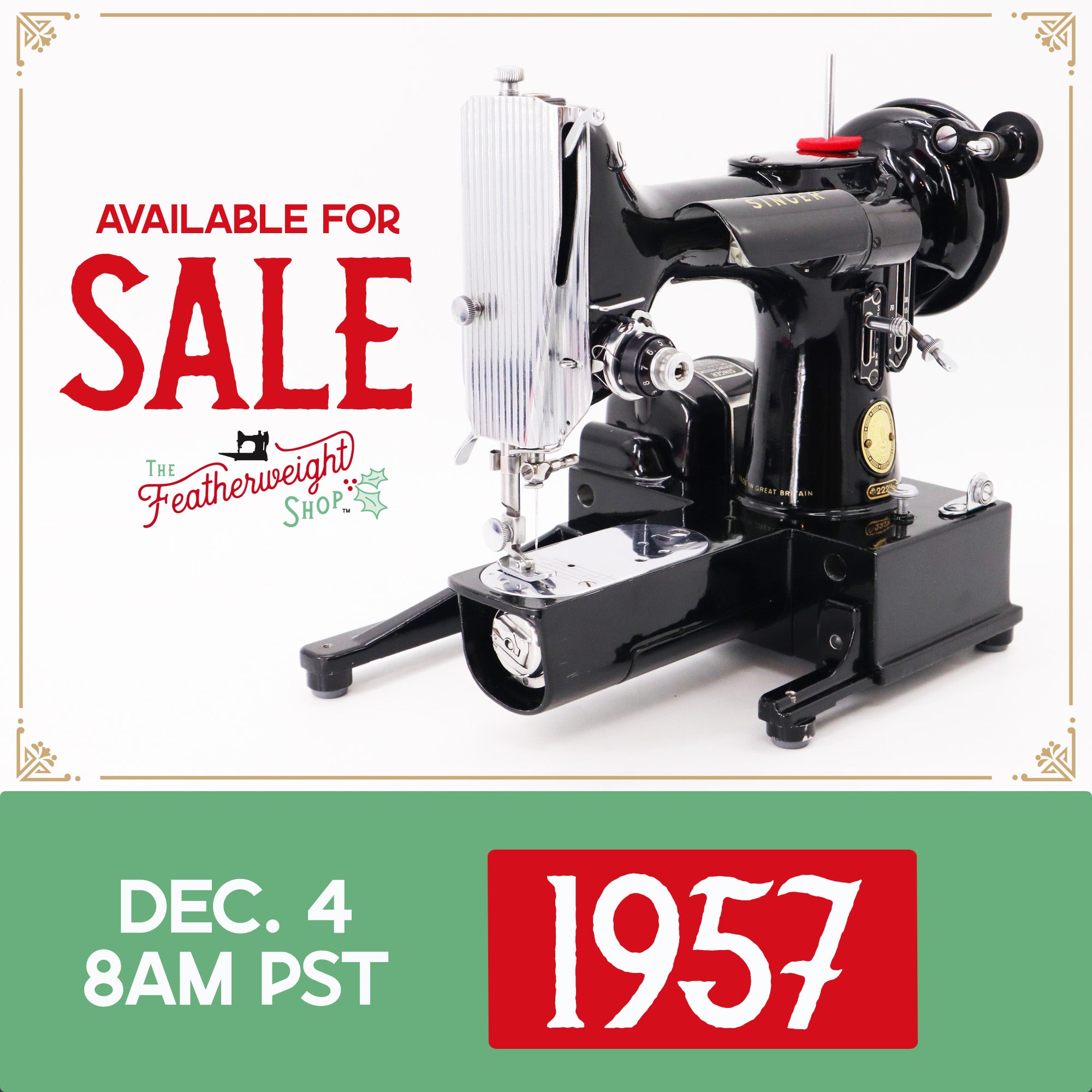 Singer Featherweight 222K Sewing Machine - EM9609**, 1957