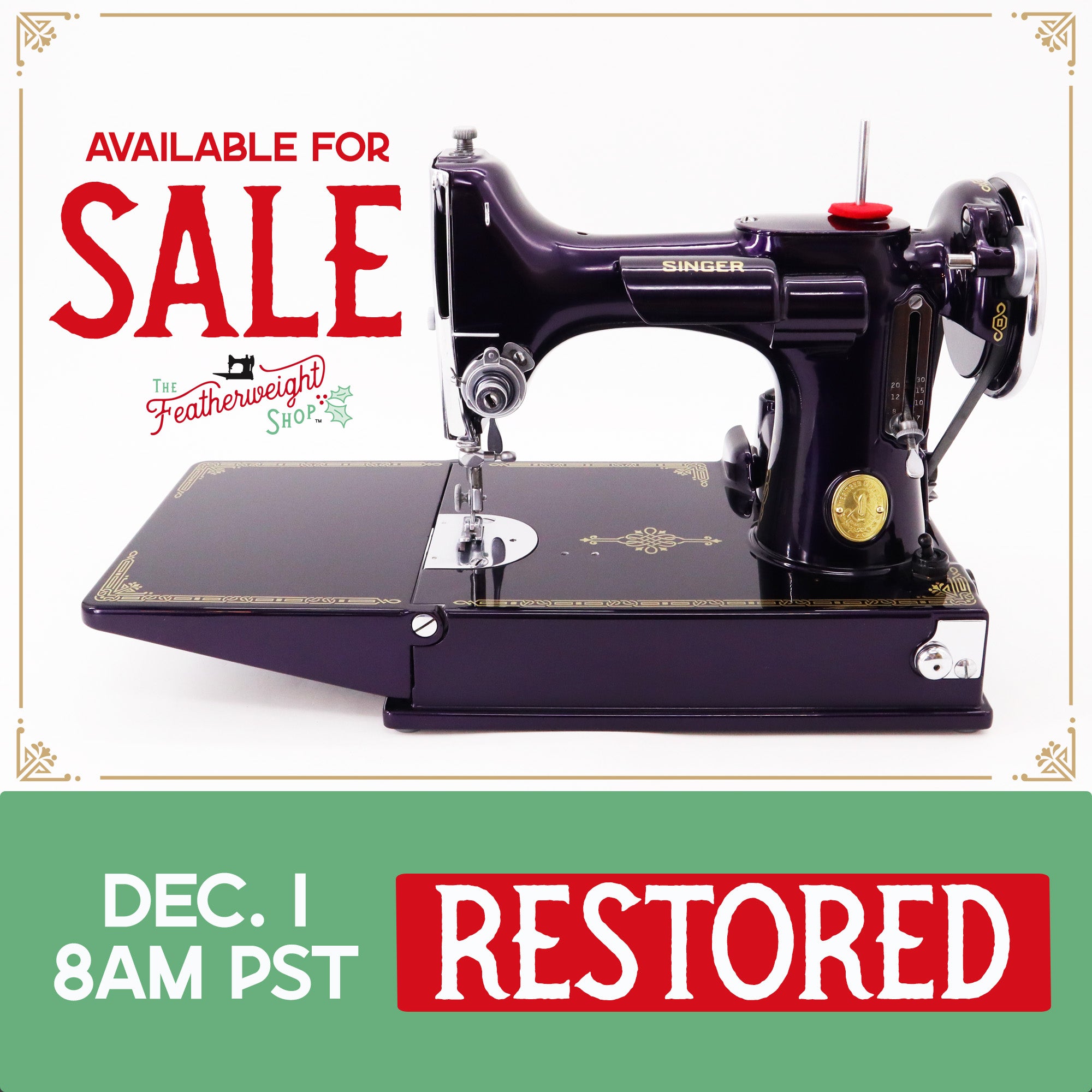 Singer Featherweight 221, AD729*** - Fully Restored in Black Iris