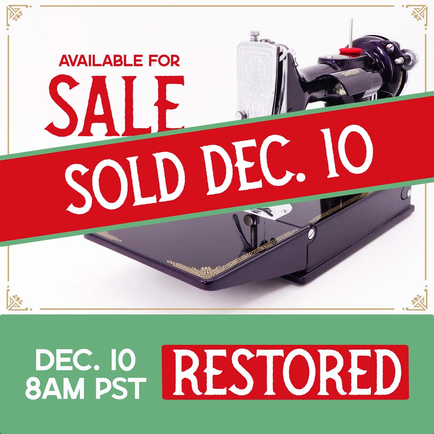 Singer Featherweight 221, AE2147** - Fully Restored in Black Iris