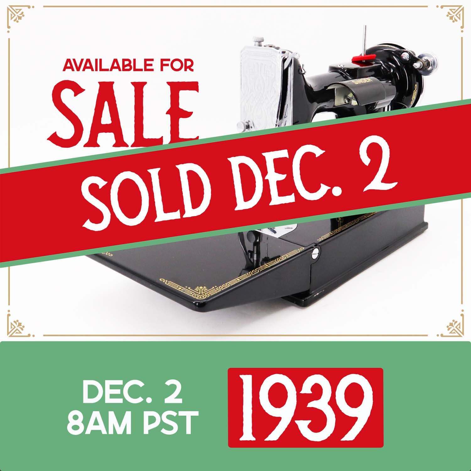 Singer Featherweight 221 Sewing Machine, AF378*** - 1939