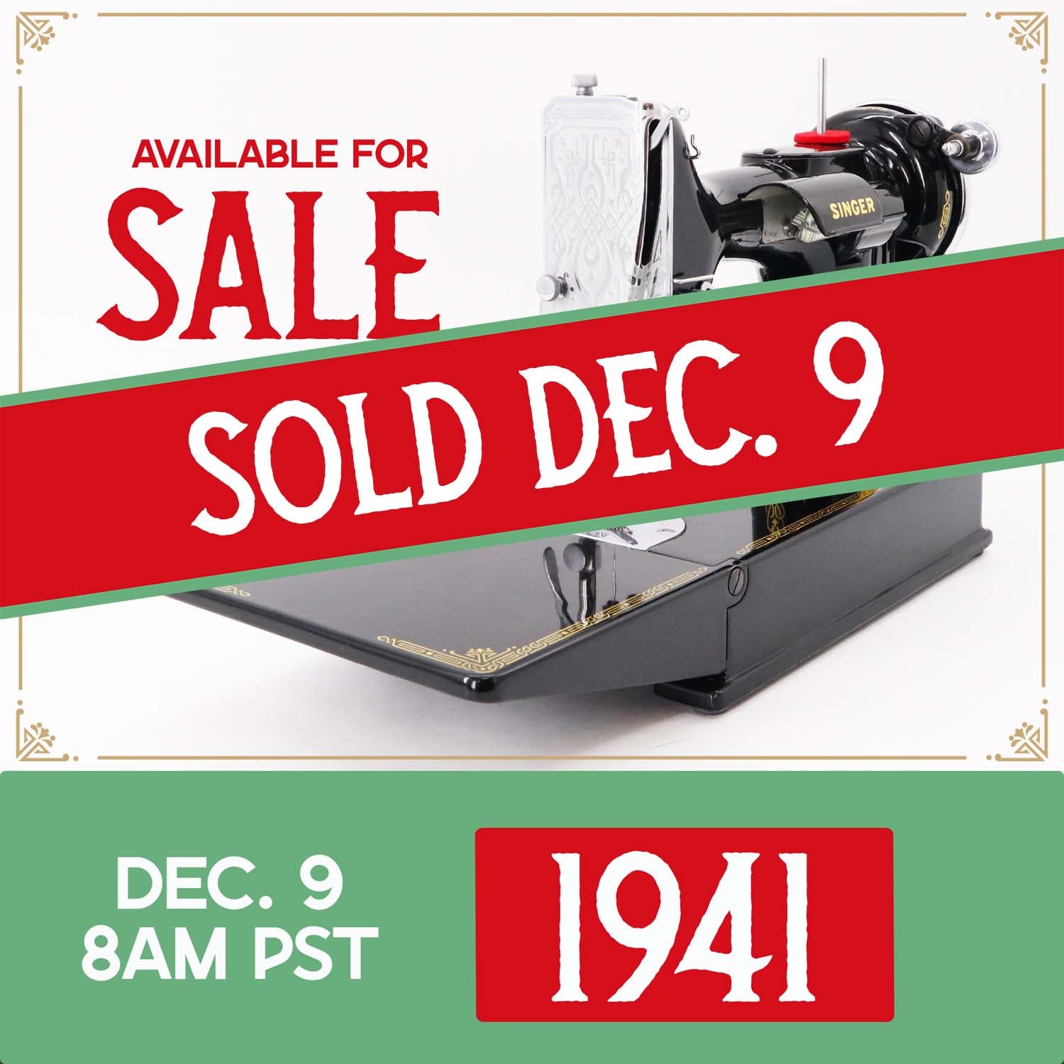 Singer Featherweight 221 Sewing Machine, AF866*** - 1941