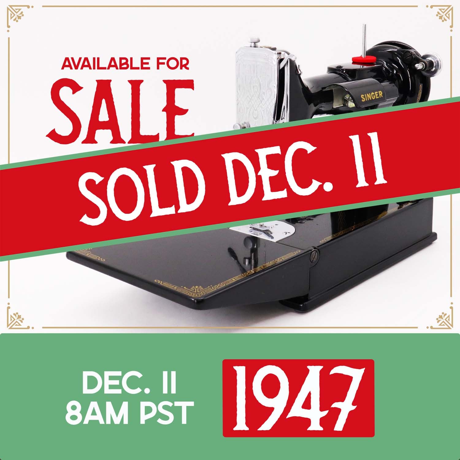 Singer Featherweight 221 Sewing Machine, AG985*** - 1947