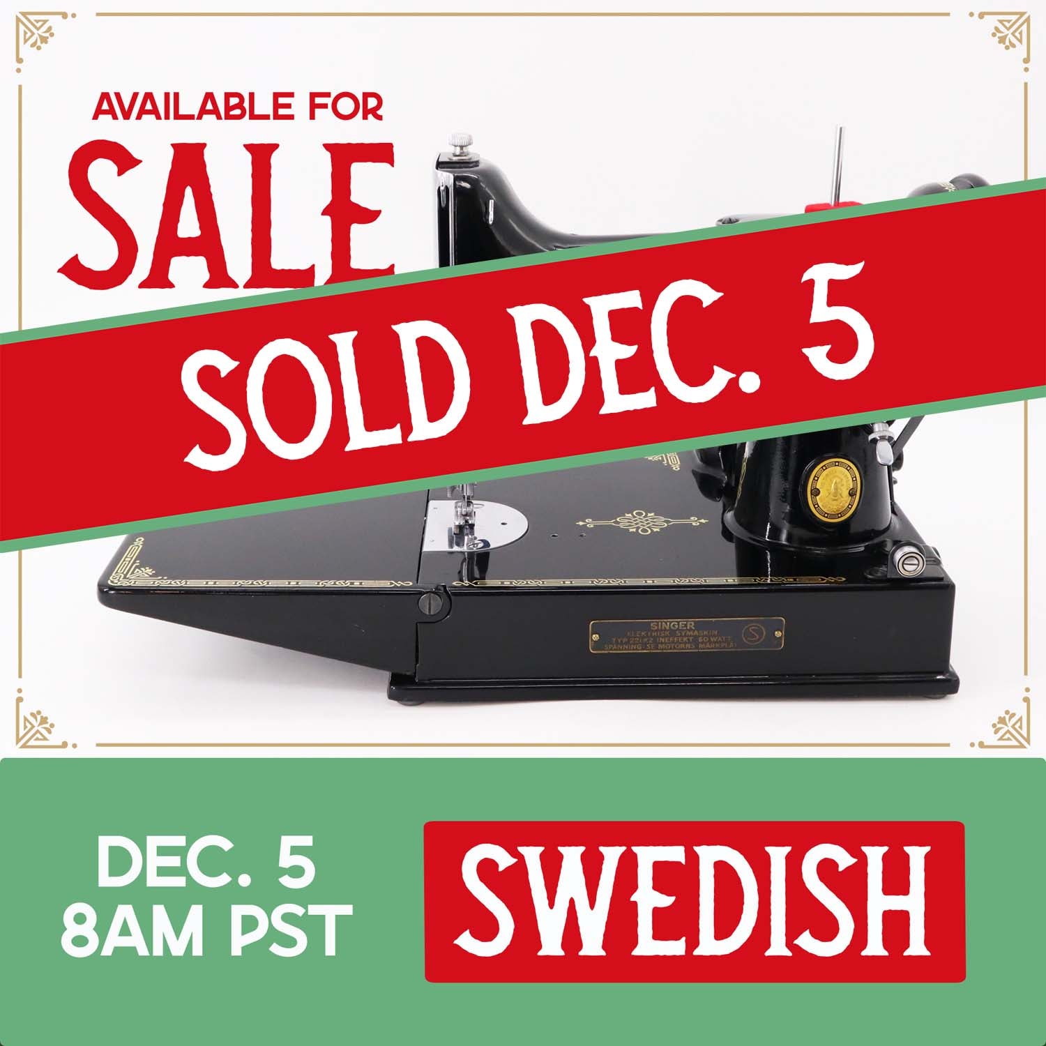 Singer Featherweight Swedish 221K Sewing Machine, EH1416**