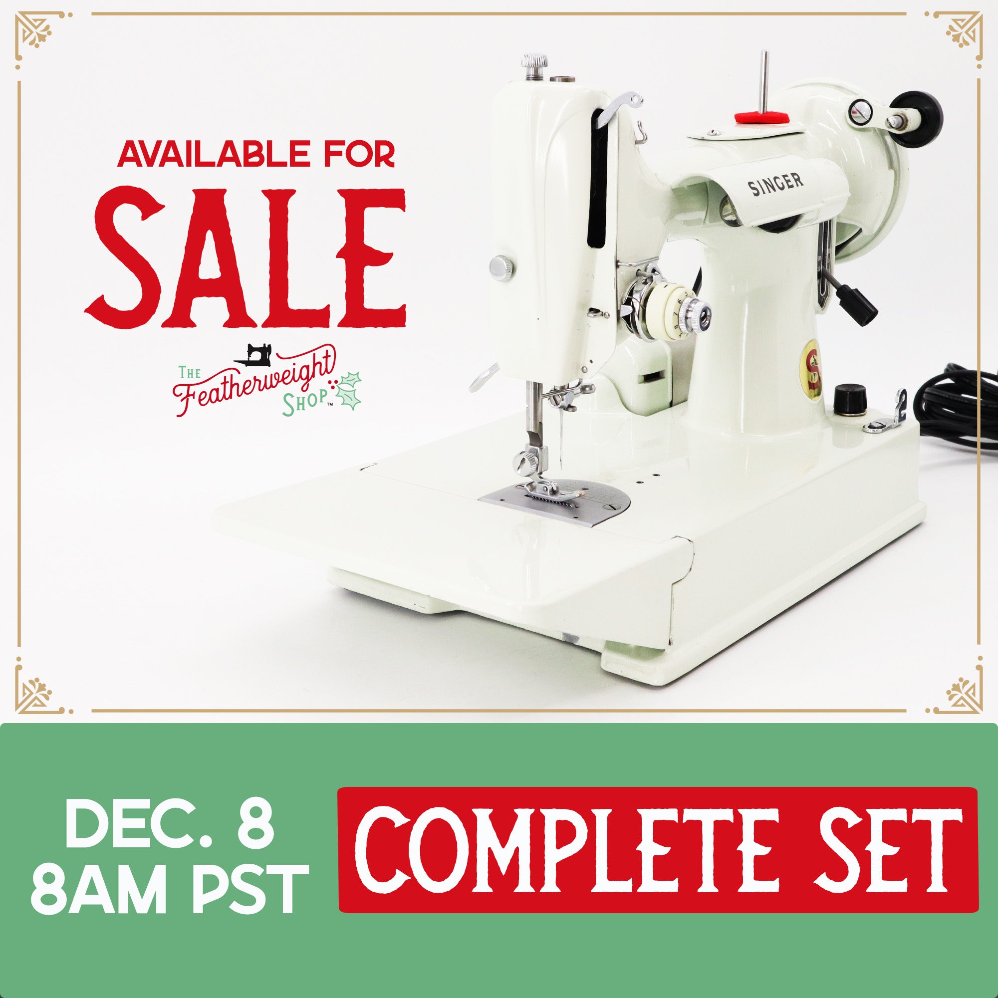 Singer Featherweight 221K Sewing Machine, WHITE - EV9584**