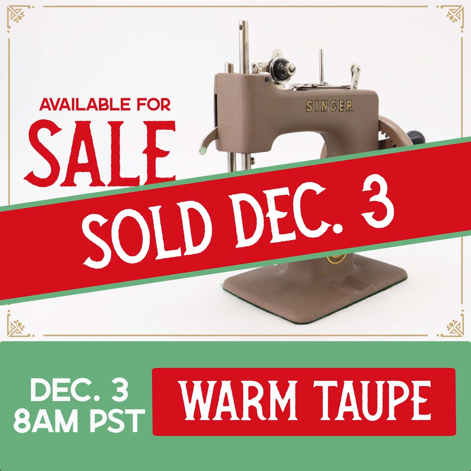 Singer Sewhandy Model 20, Warm Taupe - Made in U.S.A. Decal - Holiday Faire 2025