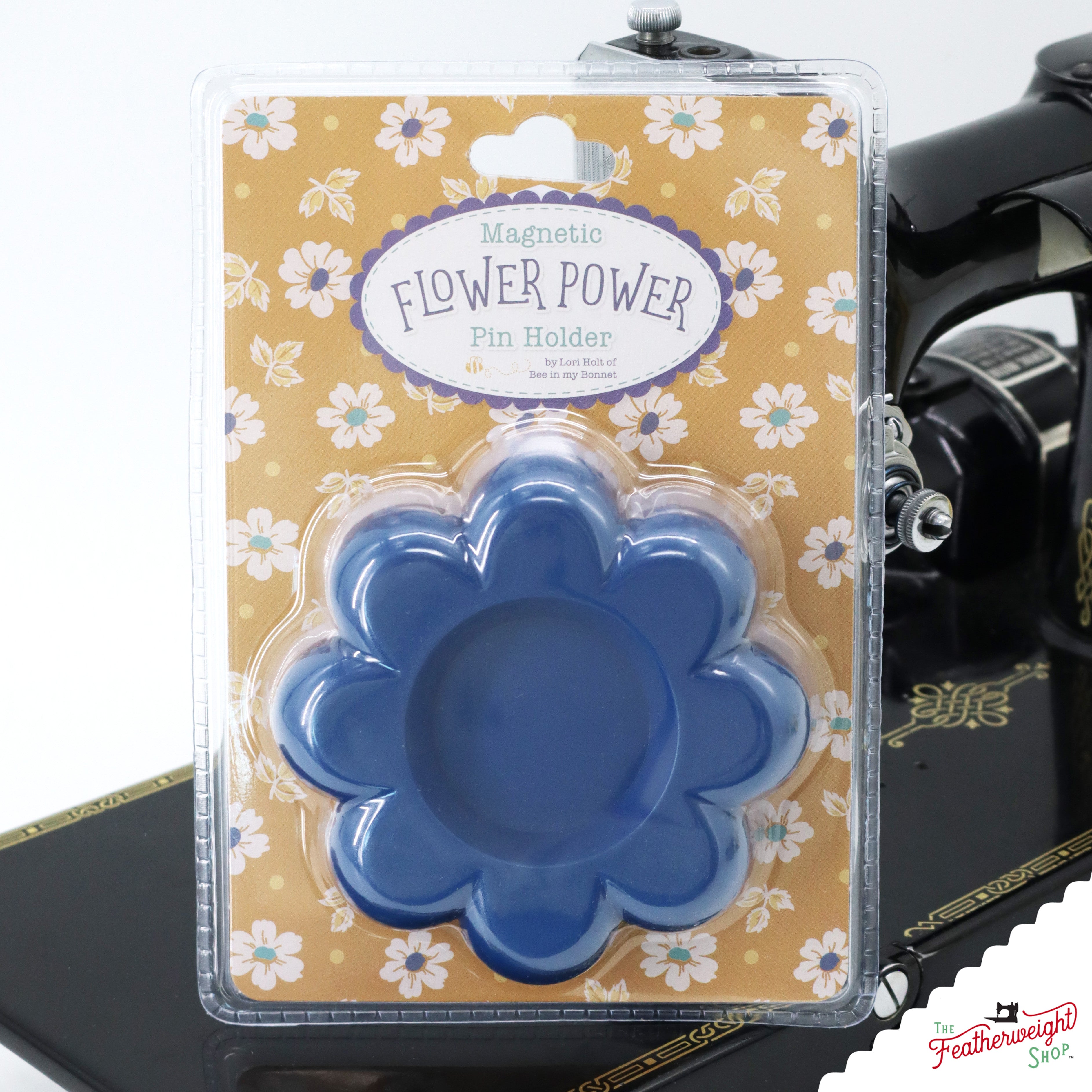 Magnetic Dish, DENIM BLUE Flower Power for Pins by Lori Holt