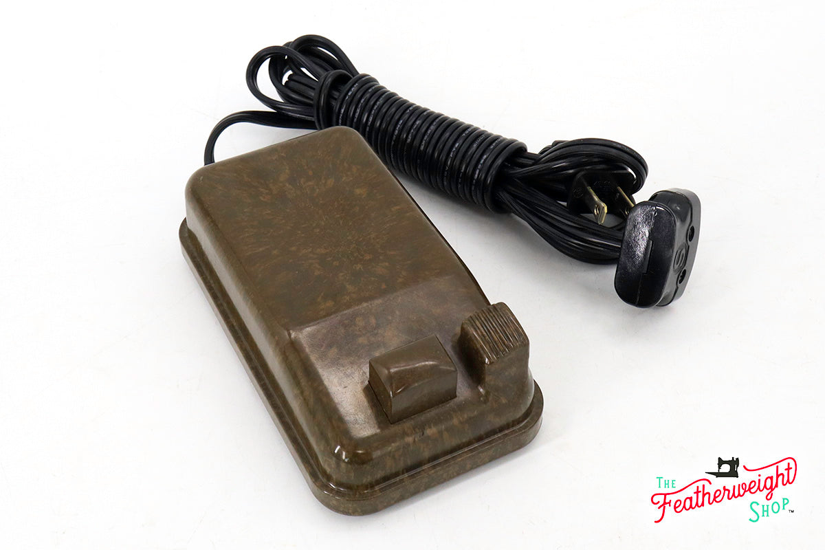 Foot Controller, SINGER Marbled Tortoise Shell Coloring with Bakelite Terminal (Vintage Original)