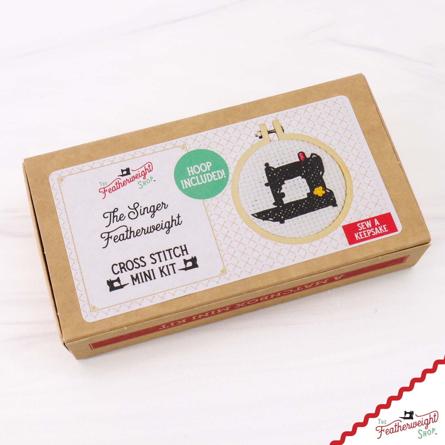 KIT, MINI Cross Stitch - Singer Featherweight 221, Hoop