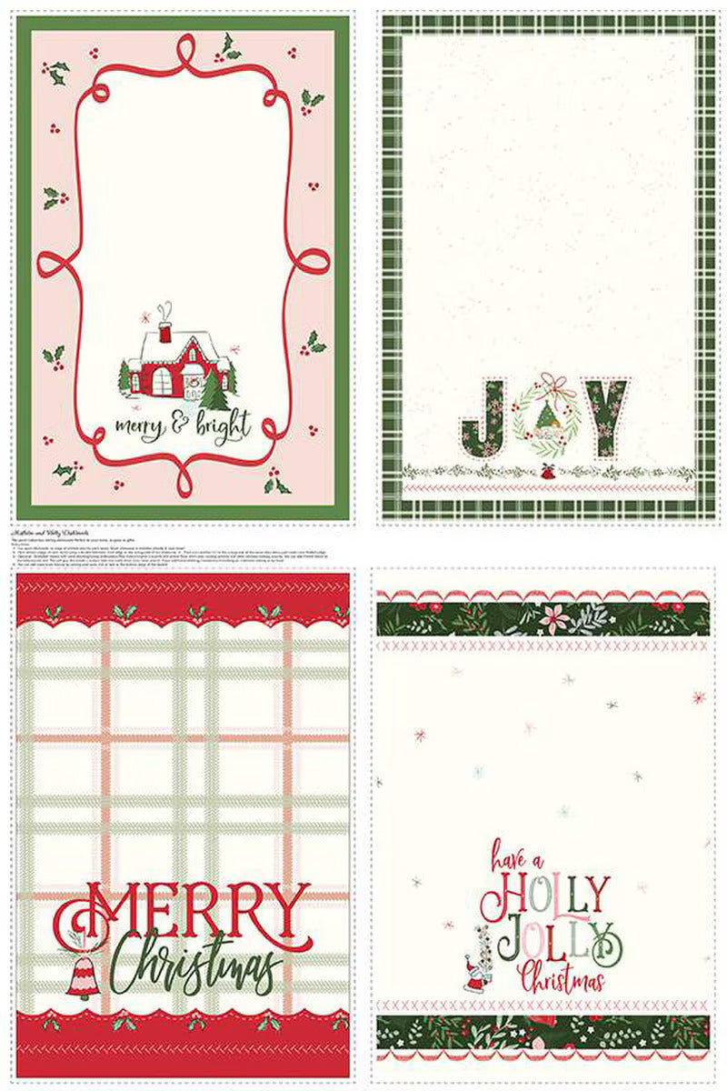 Fabric, Mistletoe and Holly TEA TOWELS by Beverly McCullough PANEL