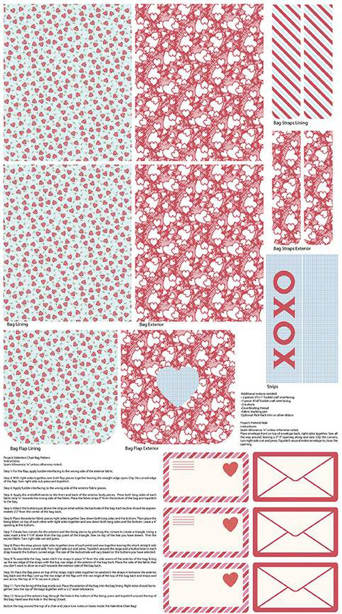 Fabric, VALENTINE Chair Bag Panel Sugar & Spice by Cottage Mama - (by the panel)